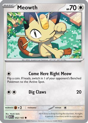 Meowth 052/165 - Common-Kantocards