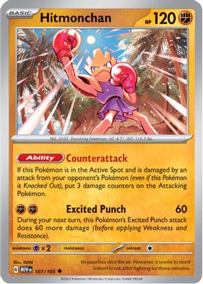 Hitmonchan 107/165 - Uncommon-Kantocards