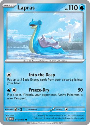Lapras 016/091 - Common - Reverse Holo-Kantocards