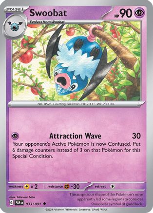 Swoobat 033/091 - Uncommon - Reverse Holo-Kantocards