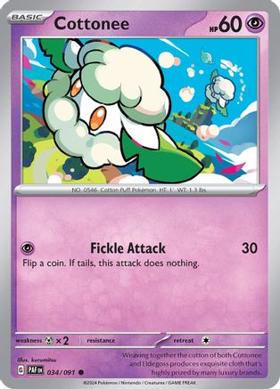 Cottonee 034/091 - Common - Reverse Holo-Kantocards