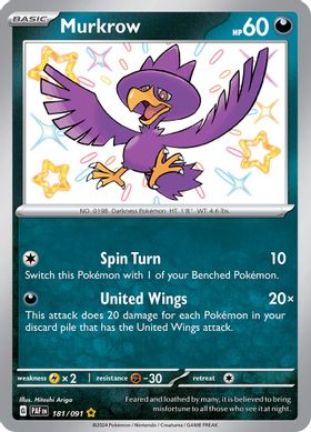 Murkrow 181/091 - Shiny Rare-Kantocards