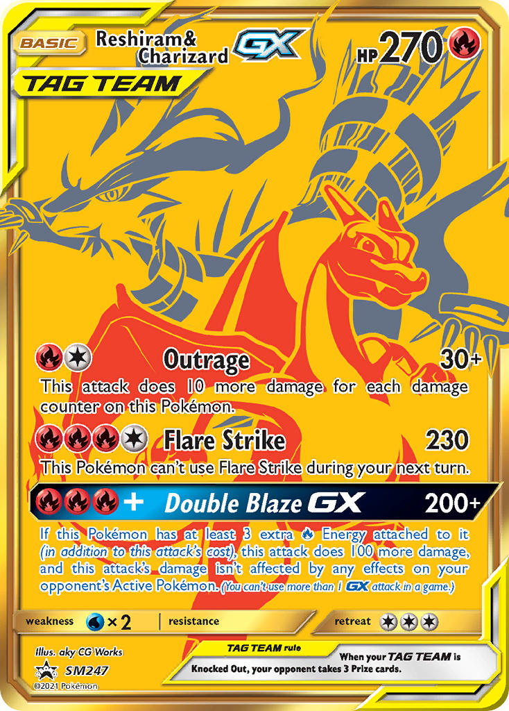 Reshiram & Charizard GX - Gold Rare - SM247-Jumbo-Kantocards