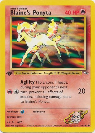 Blaine's Ponyta 63/132 - 1ST EDITION-Kantocards