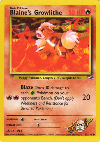 Blaine's Growlithe 62/132-Kantocards