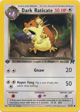 Dark Raticate 51/82 - 1st Edition-Kantocards