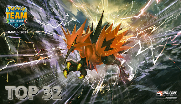 Playmat Galarian Zapdos Team Challenge 2021 (Top 32)-Kantocards
