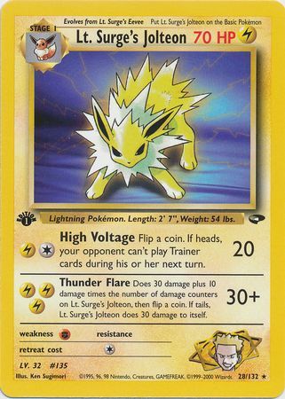 LT. Surge's Jolteon 28/132 - 1st Edition-Kantocards
