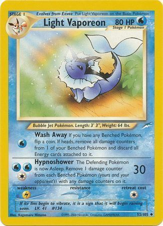 Light Vaporeon 52/105-Kantocards