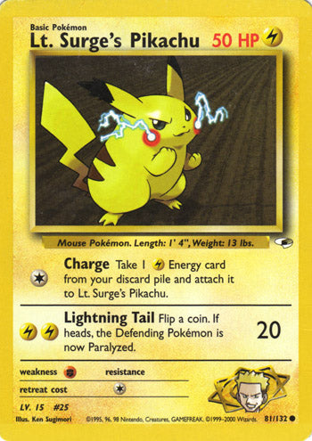 Lt. Surge's Pikachu 81/132-Kantocards