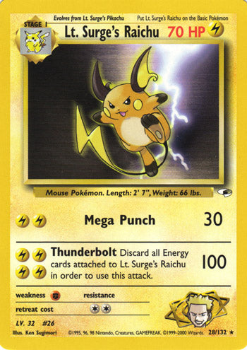 Lt. Surge's Raichu 28/132-Kantocards