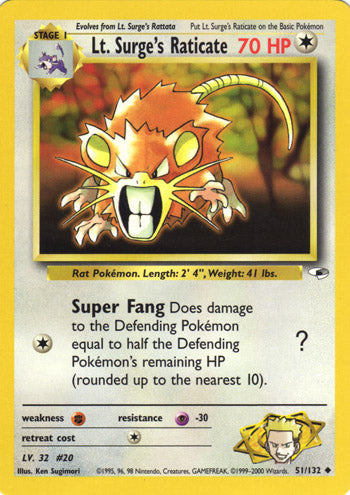 Lt. Surge's Raticate 51/132-Kantocards