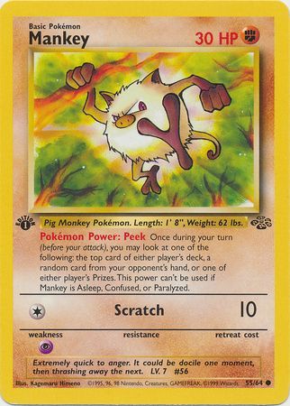 Mankey 55/64 - 1st Edition-Kantocards