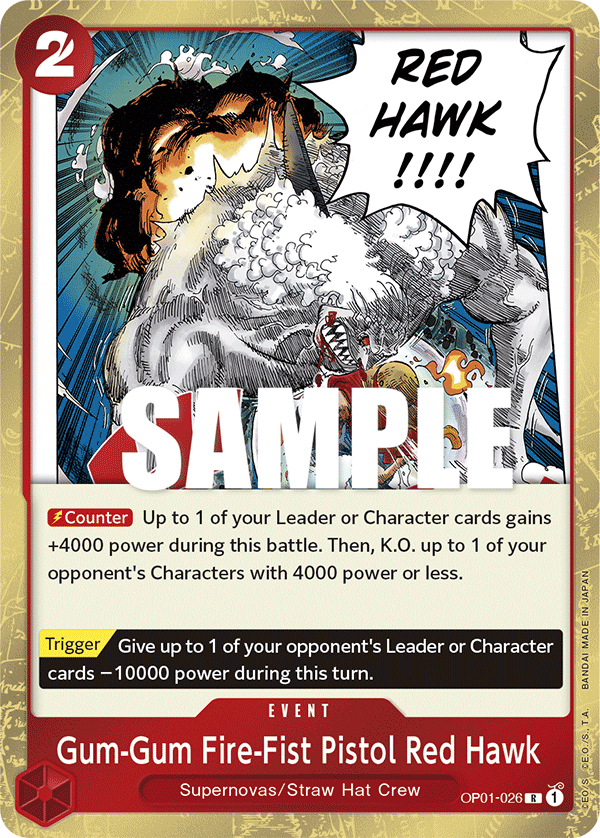 Gum-Gum Fire-Fist Pistol Red Hawk OP-01-026-Kantocards