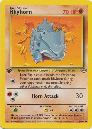 Rhyhorn 61/64 - 1st Edition-Kantocards