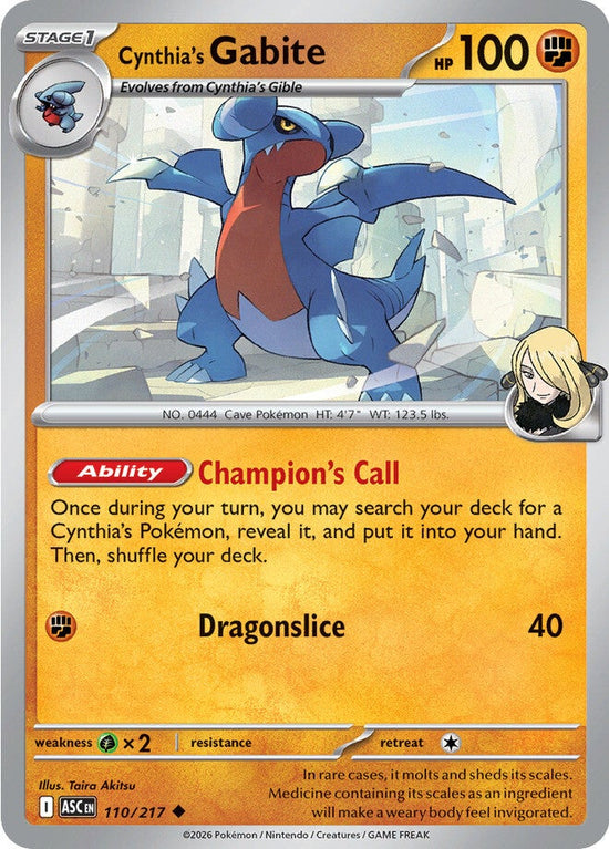Cynthia's Gabite 110/217 - Uncommon