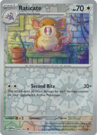 Raticate 020/165 - Uncommon - Reverse Holo