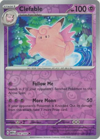 Clefable 036/165 - Uncommon - Reverse Holo