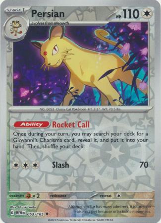 Persian 053/165 - Uncommon - Reverse Holo