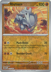 Rhyhorn 111/165 - Common - Reverse Holo-Kantocards