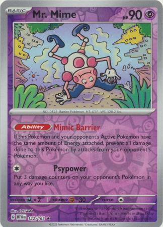 Mr. Mime 122/165 - Rare - Reverse Holo