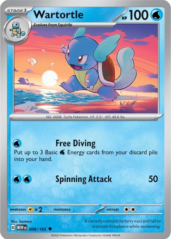 Wartortle 008/165 - Uncommon - Reverse Holo - Español