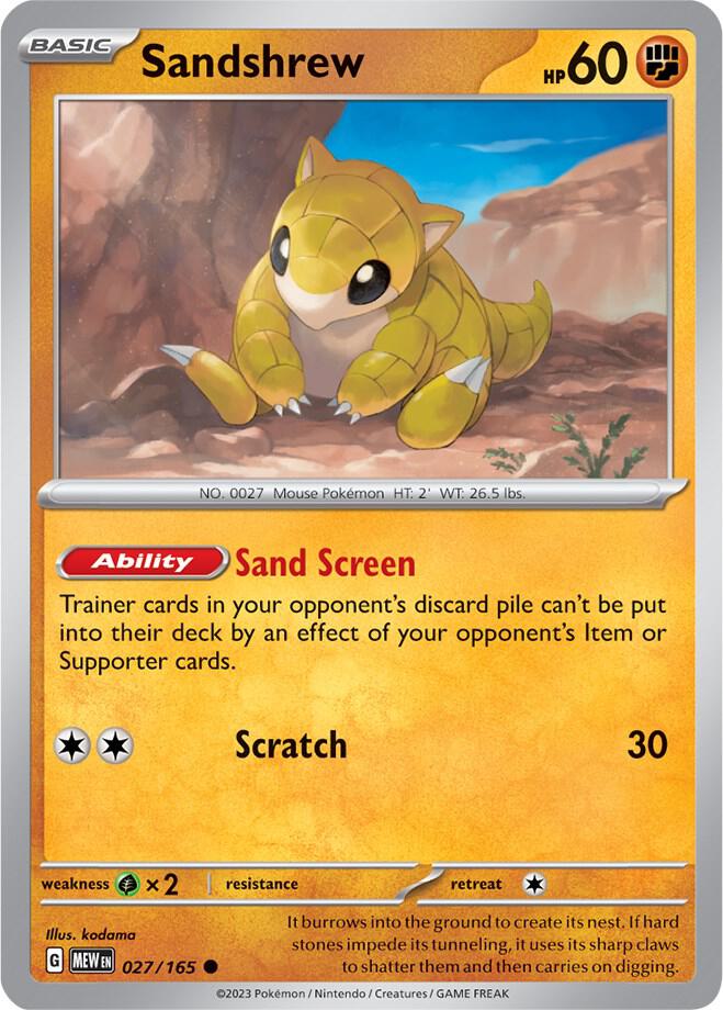 Sandshrew  027/165 - Common - Reverse Holo - Español
