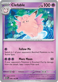 Clefable 036/165 - Uncommon - Reverse Holo - Español-Kantocards