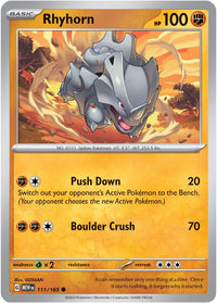 Rhyhorn 111/165 - Common - Reverse Holo - Español-Kantocards