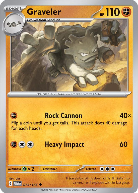 Graveler  075/165 - Uncommon - Reverse Holo - Español