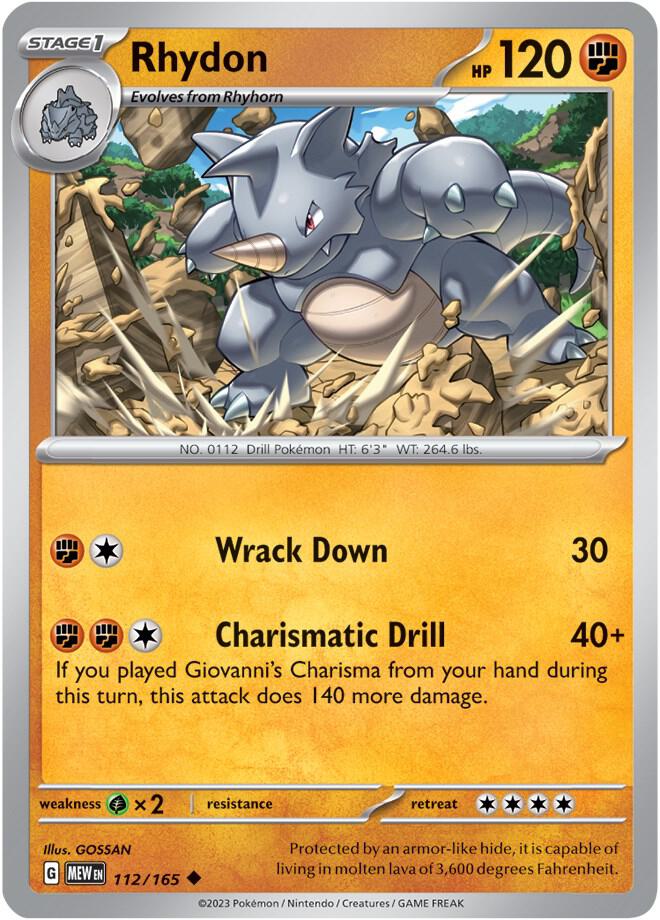 Rhydon  112/165 - Uncommon - Reverse Holo - Español