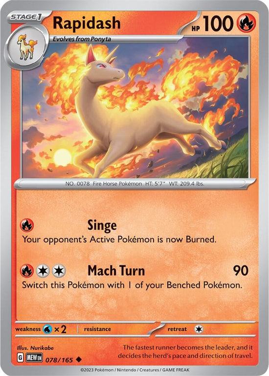 Rapidash  078/165 - Uncommon - Reverse Holo - Español