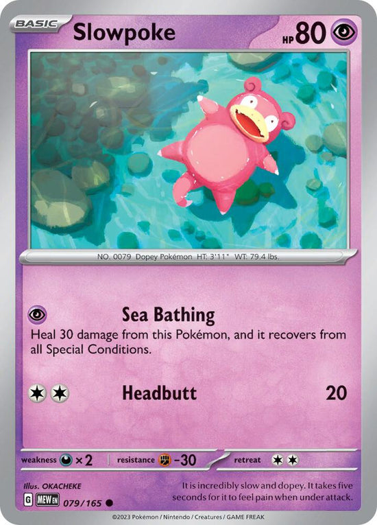 Slowpoke  079/165 - Common - Reverse Holo - Español