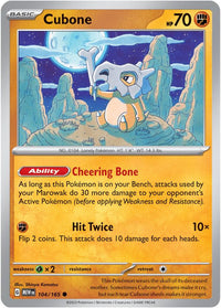Cubone 104/165 - Common - Reverse Holo - Español-Kantocards