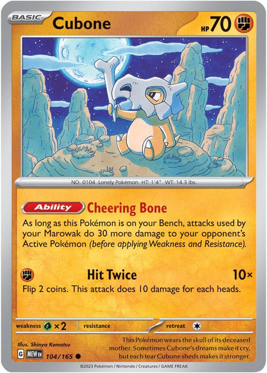 Cubone  104/165 - Common - Reverse Holo - Español