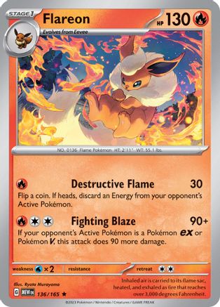 Flareon 136/165 - Rare - Holo