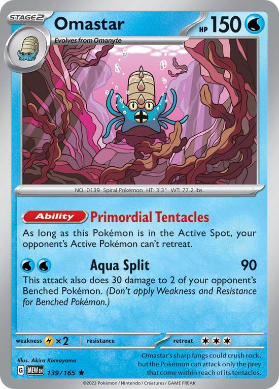 Omastar  139/165 - Rare - Reverse Holo - Español