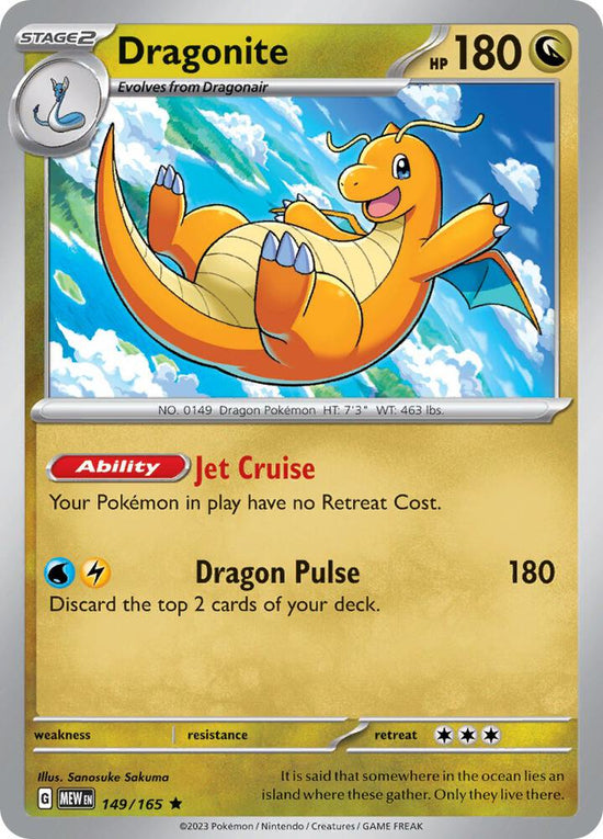 Dragonite  149/165 - Rare - Reverse Holo - Español