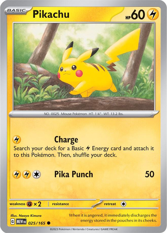 Pikachu 025/165 - Common - Reverse Holo - Español