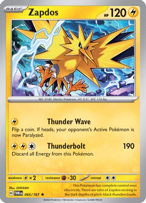 Zapdos  065/167 - Rare - Holo