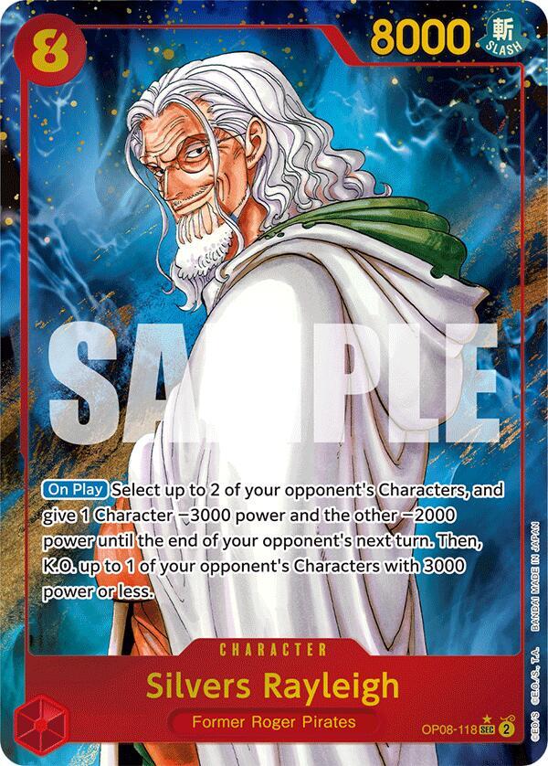 リ*ン様 Silvers Rayleigh - Parallel OP08-11 Silvers Rayleigh OP08-118 - Super Parallel - Secret Rare – Kantocards