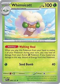 Whimsicott 008/131 - Rare - Reverse Holo-Kantocards