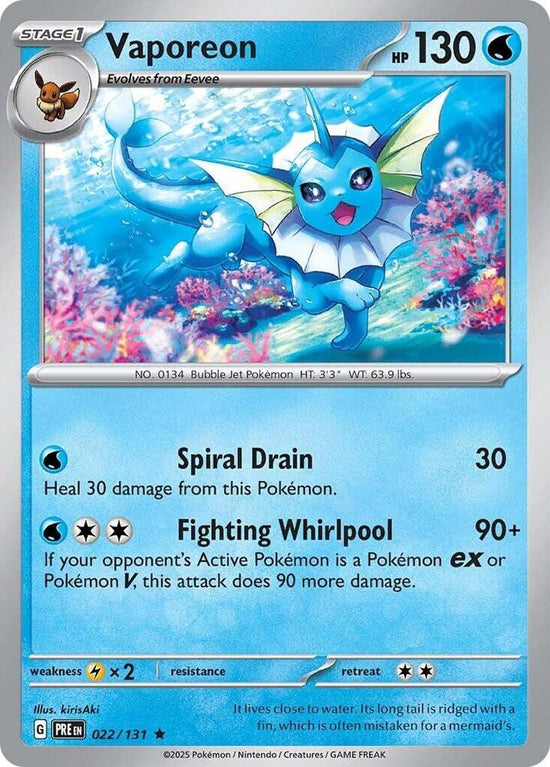 Vaporeon  022/131 - Rare - Reverse Holo