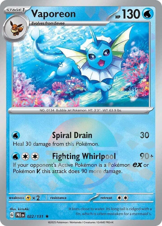 Vaporeon 022/131 - Rare - Holo (Poke Ball Pattern)