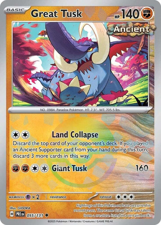 Great Tusk 055/131 - Uncommon - Holo (Poke Ball Pattern) ESPAÑOL