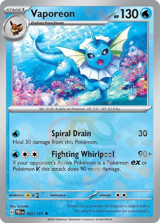 Vaporeon 022/131 - Rare - Holo (Master Ball Pattern)