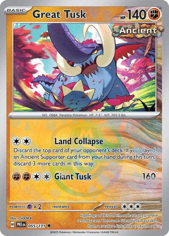 Great Tusk 055/131 - Uncommon - Holo (Master Ball Pattern) - Español
