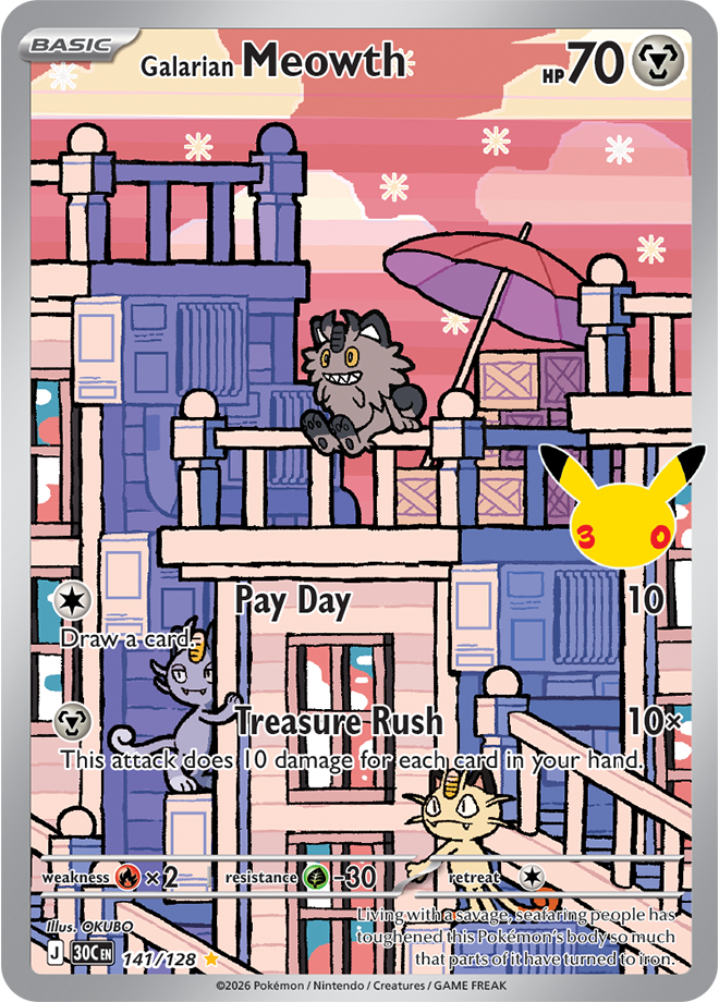Galarian Meowth 141/128 - Illustration Rare
