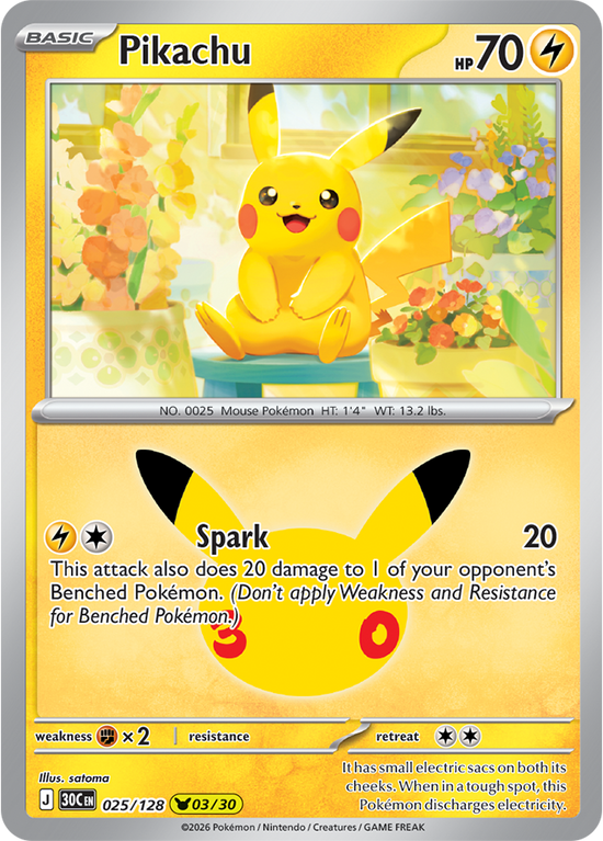 Pikachu 025/128 - 03/30 Pikachu Rare