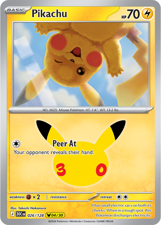 Pikachu 026/128 - 04/30 Pikachu Rare